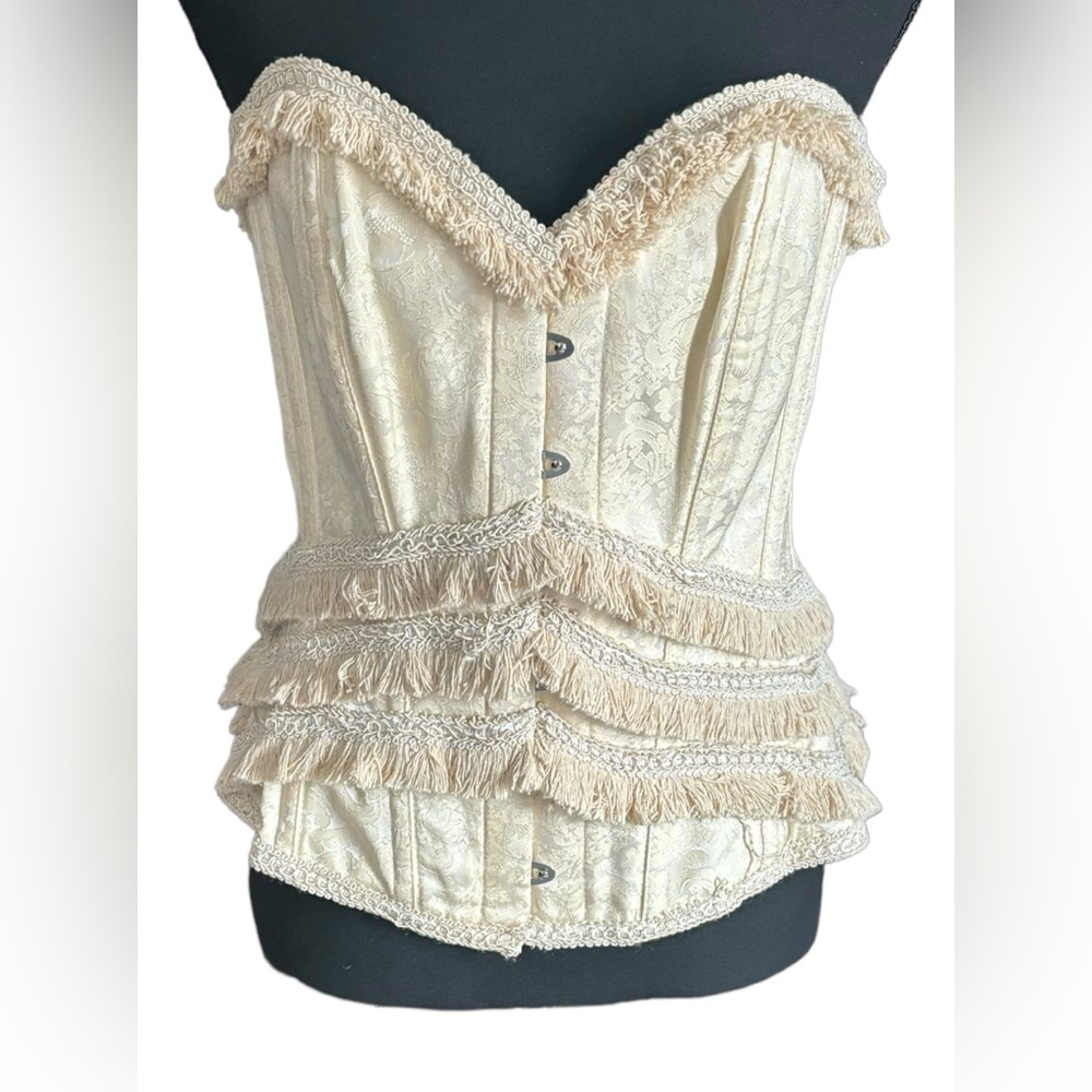 Corset Fringed Antique Nude Lace Up Backfacing Professional Size 30